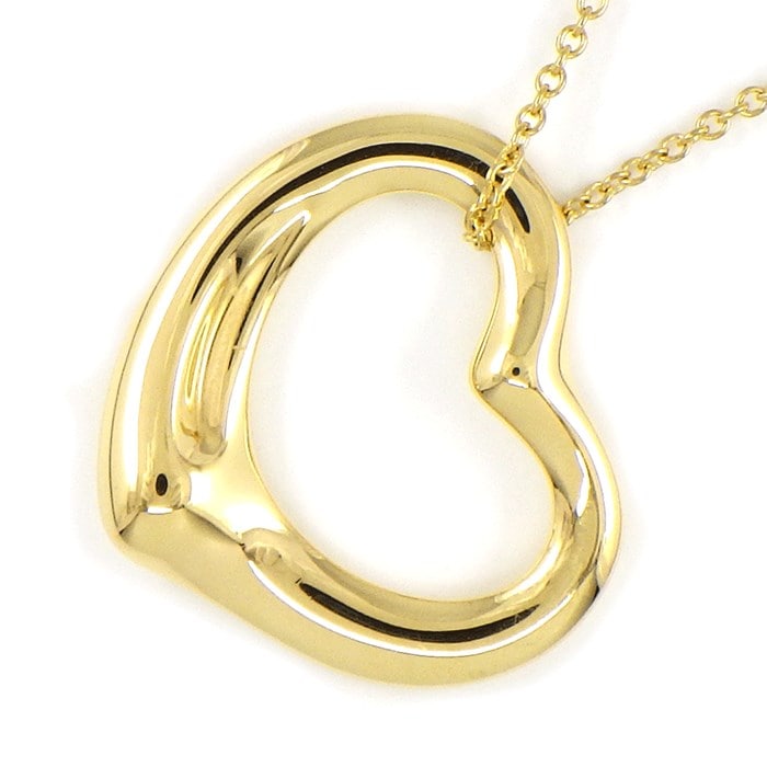 【ティファニー Tiffany & Co.】ネックレス オープンハート 21mm幅 K18YG 
