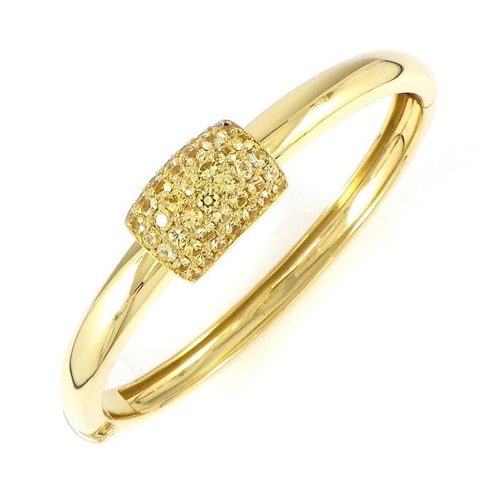 【ピアジェ PIAGET】バングル ダンサー ムービング スクエア モチーフ パヴェ イエローサファイア K18YG K18WG 