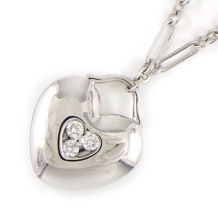 【ティファニー Tiffany & Co.】ネックレス ハート 3ポイント ダイヤモンド K18WG 古】