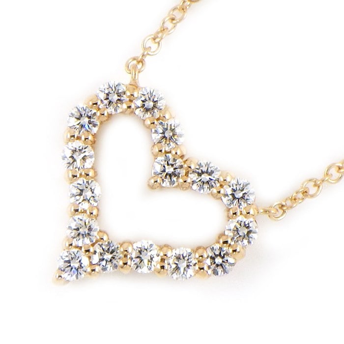 【ティファニー Tiffany & Co.】ネックレス センチメンタルハート ミニ ダイヤモンド 0.25ct K18PG 