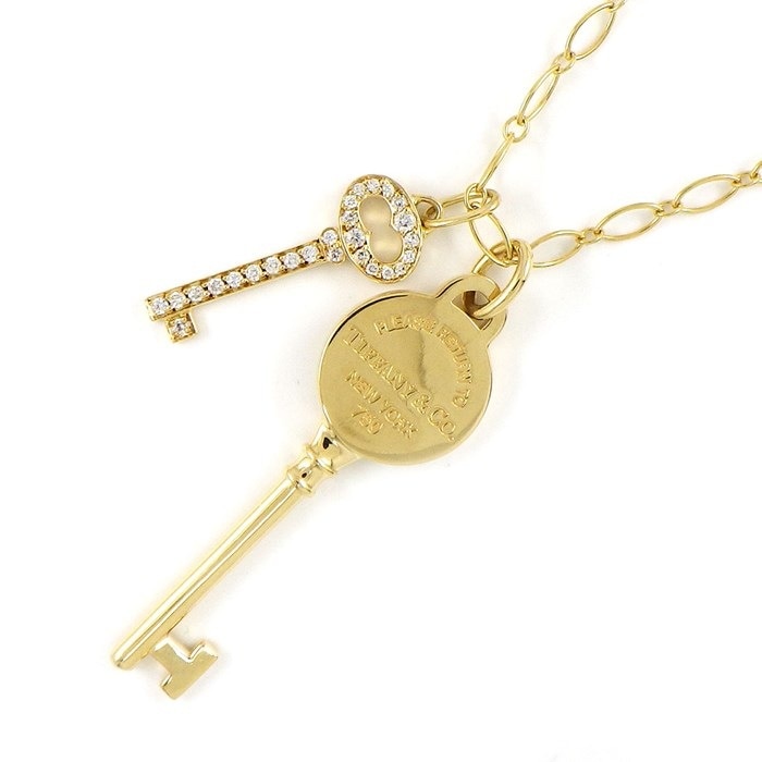 【ティファニー Tiffany & Co.】ネックレス リターン トゥ ティファニー ラウンド オーバル キー 鍵 オーバル リンク チェーン ダイヤモンド K18YG 