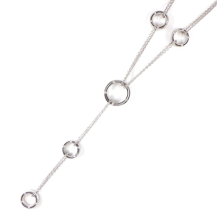 ダミアーニ DAMIANI ネックレス D-Side ディーサイド ダブルチェーン 7 ポイント ラウンド サークル ブラッド・ピッド コラボ Yシェイプ ダイヤモンド K18WG 【中古】