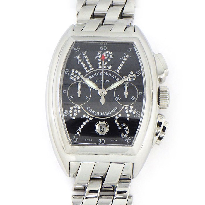【フランクミュラー FRANCK MULLER】腕時計 コンキスタドール ジョーカー 8005CCCDJ 日本限定 100本 デイト カレンダー クロノグラフ スモールセコンド ダイヤモンド インデックス ブラック 文字盤 黒 SS 自動巻き 