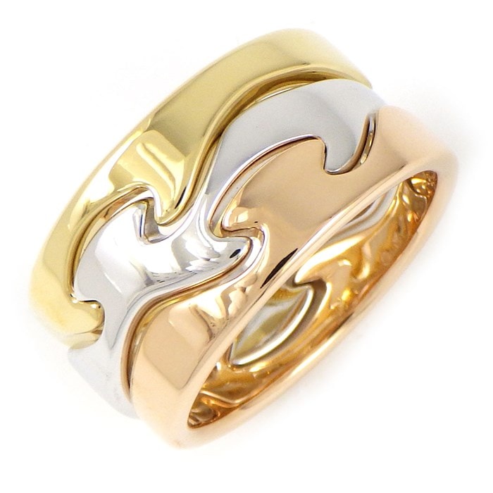 【ジョージジェンセン Georg Jensen】リング フュージョン 3バンド 3連 ウェーブ K18PG K18WG K18YG 15号 