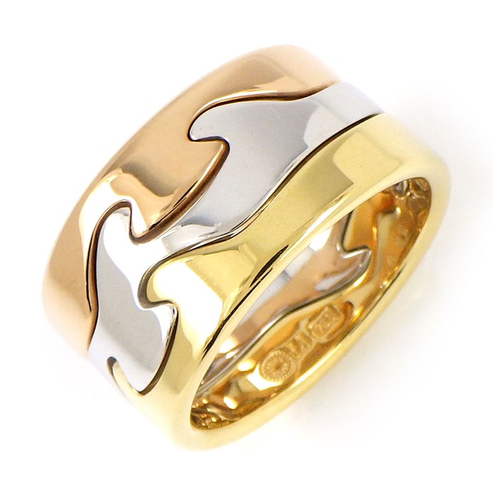 【ジョージジェンセン Georg Jensen】リング フュージョン 3バンド 3連 ウェーブ K18PG K18WG K18YG 16号 / #55 