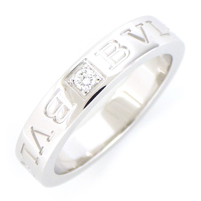 【ブルガリ BVLGARI】リング ブルガリ・ブルガリ Wロゴ ダブルロゴ 1ポイント ダイヤモンド 0.04ct K18WG 12.5号 