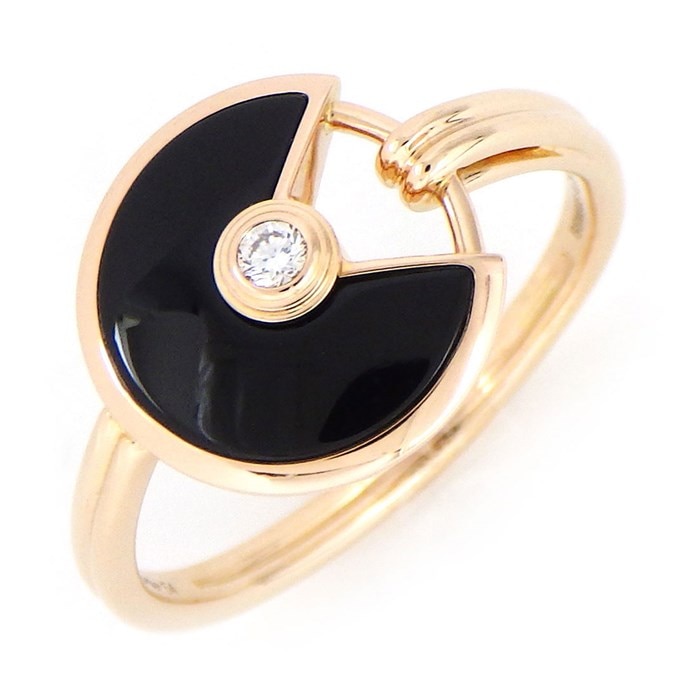 【カルティエ Cartier】リング アミュレット ラウンド サークル オニキス 1ポイント ダイヤモンド K18PG 13号 / #54 