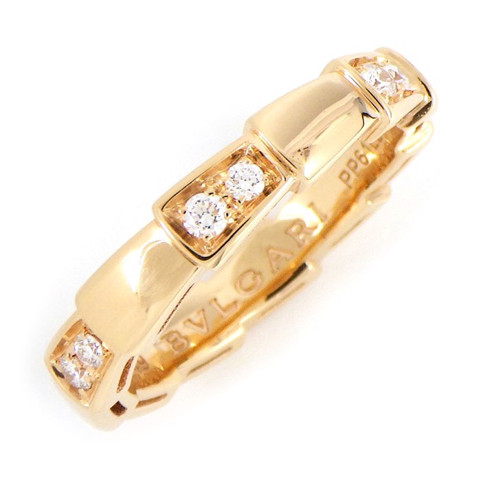 【ブルガリ BVLGARI】リング セルペンティ ヴァイパー 12ポイント ハーフ ダイヤモンド 0.21ct K18PG 9号 / #49 【箱・保付き】 