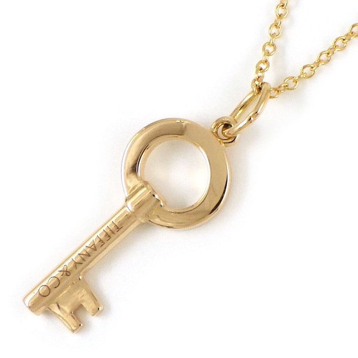【ティファニー Tiffany & Co.】ネックレス モダン キー オープンラウンド ミニ 鍵 ロゴ K18YG 