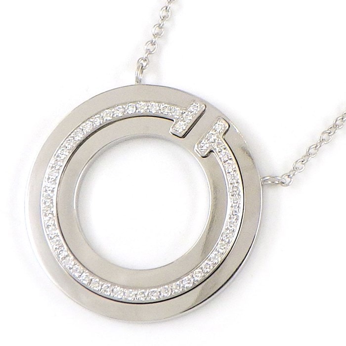 【ティファニー Tiffany & Co.】ネックレス T TWO ティー トゥー サークル ラウンド ダイヤモンド 0.10ct K18WG 