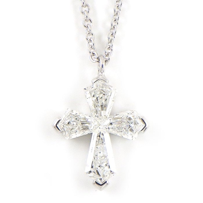 【グラフ Graff GRAFF】ネックレス トラペゾイド クロス ミディアム ダイヤモンド 1.00ct (※当店見た目) K18WG