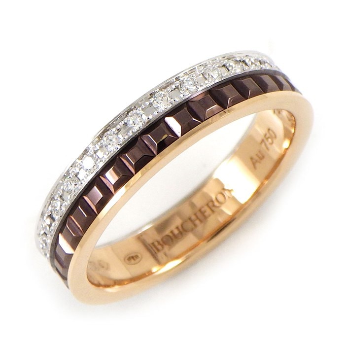 【ブシュロン BOUCHERON】リング キャトル クラシック フル サークル ダイヤモンド 0.21ct K18PG ブラウン PVD 7.5号 / #48 