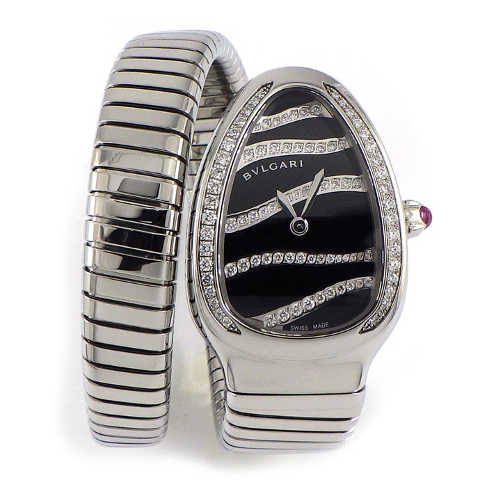 【ブルガリ BVLGARI】腕時計 セルペンティ SP35BDSDS-1T ダイヤベゼル ダイヤ/ブラック文字盤 黒 SS クオーツアナログ 【箱・保付き】 