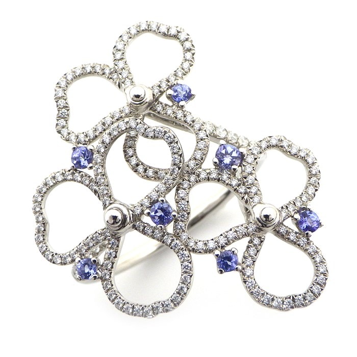 ティファニー Tiffany & Co. リング ペーパーフラワー タンザナイト 0.13ct ダイヤモンド 0.54ct PT950 26号 【中古】