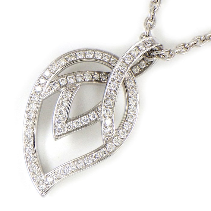 【ピアジェ PIAGET】ネックレス リーフ 葉 モチーフ G33U0024 パヴェ ダイヤモンド K18WG 【箱・保付き】 