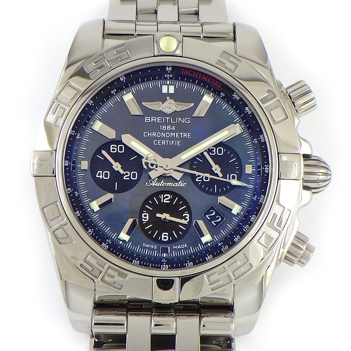 【ブライトリング Breitling】腕時計 クロノマット44 AB0111/AB01114K/BD34 ブラックシェル文字盤 黒 日本400本限定 カレンダー クロノグラフ スモールセコンド 裏スケ SS 自動巻き 【箱・保付き】 