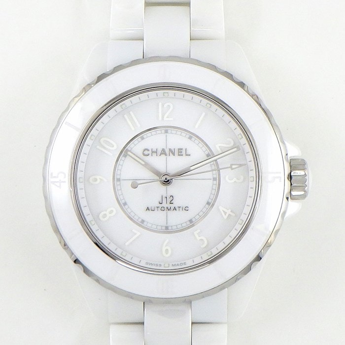 【シャネル CHANEL】腕時計 J12 ファントム キャリバー 12.1 38mm H6186 ホワイト文字盤 白 裏スケ 回転式ベゼル SS ホワイト セラミック ホワイト ラッカー 自動巻き 【箱・保付き】 