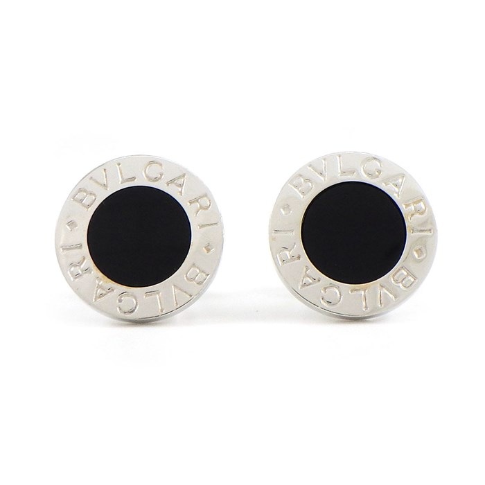 【ブルガリ BVLGARI】ピアス ブルガリブルガリ ロゴ サークル ラウンド オニキス K18WG 