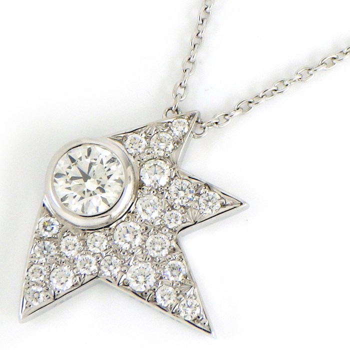 【タサキ 田崎真珠 TASAKI】ネックレス コメット 星 スター 1ポイント ダイヤモンド 0.32ct パヴェ ダイヤモンド 計0.23ct K18WG 