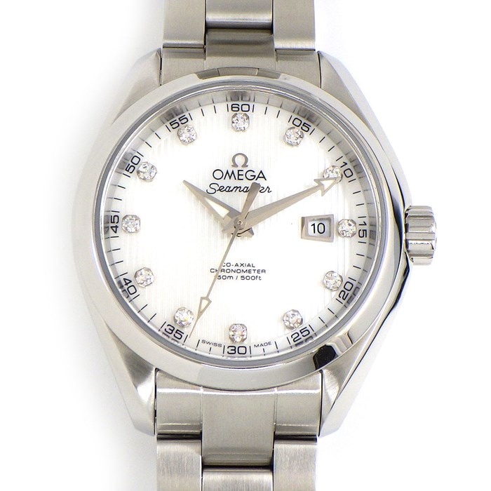 【オメガ OMEGA】腕時計 シーマスターアクアテラ 231.10.34.20.55.001 コーアクシャル カレンダー 裏スケ 12ポイント ダイヤモンド インデックス ホワイト シェル 文字盤 白 SS 自動巻き 【箱・保付き】 
