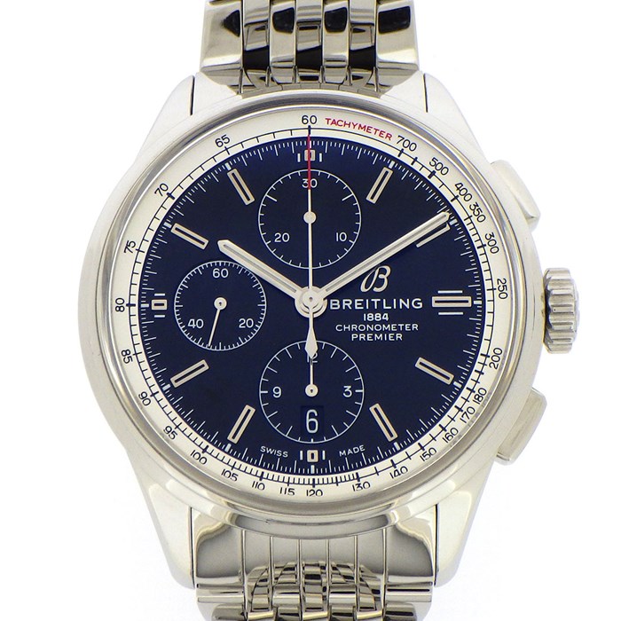 【ブライトリング Breitling】腕時計 プレミエ A117B-1NP カレンダー クロノグラフ タキメーター スモールセコンド 3針 ブラック 文字盤 黒 SS 自動巻き 【箱・保付き】 