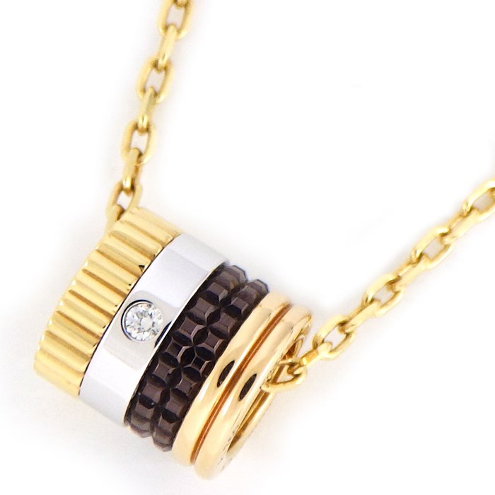 【ブシュロン BOUCHERON】ネックレス キャトル クラシック ペンダント スモール JPN00547 1ポイント ダイヤモンド 0.01ct スリーカラー K18PG K18WG K18YG ブラウンPVD