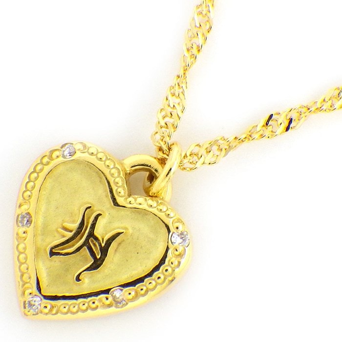 【アーカー・ブラン AHKAH Blanc】 ネックレス イニシャル H ハート 5ポイント ダイヤモンド K18YG