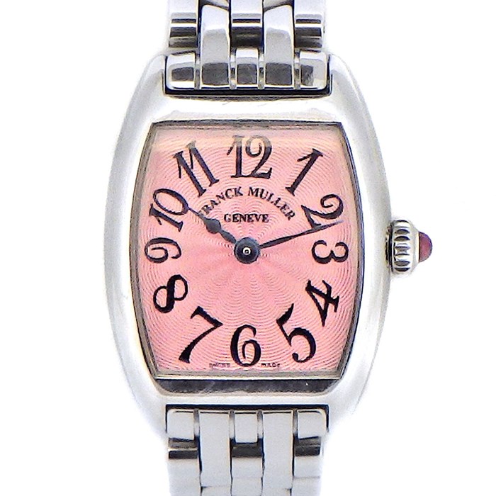 フランクミュラー FRANCK MULLER 腕時計 サントレ トノー カーベックス インターミディエ 2252QZ ピンク ギョーシェ 文字盤 SS クオーツアナログ 【中古】