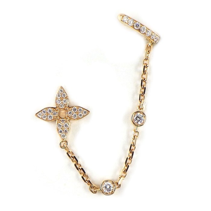 【ルイ・ヴィトン LOUIS VUITTON】ピアス ブックルドレイユ モノイディール ブロッサム ディアモン Q96836 37ポイント ダイヤモンド 0.23ct K18PG ※片方のみ（左耳専用） 