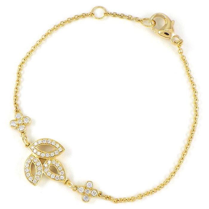 【ハリーウィンストン HARRY WINSTON】ブレスレット リリークラスター ミニ BRDYSM1MLC リーフ フラワー 47ポイント ダイヤモンド 0.31ct K18YG 【箱・保付き】 