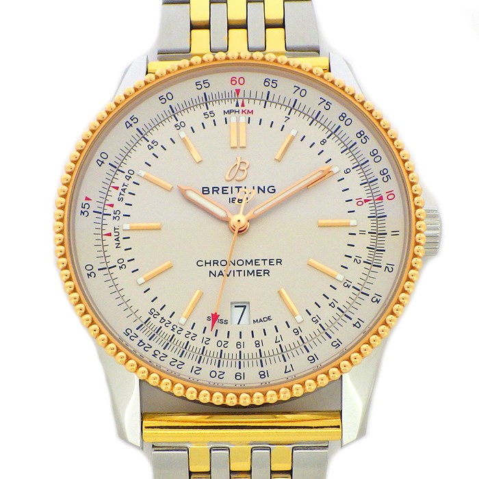 【ブライトリング Breitling】腕時計 ナビタイマー1 U17326 ベージュ文字盤 カレンダー 回転式ベゼル SS K18PG 自動巻き 【箱・保付き】 