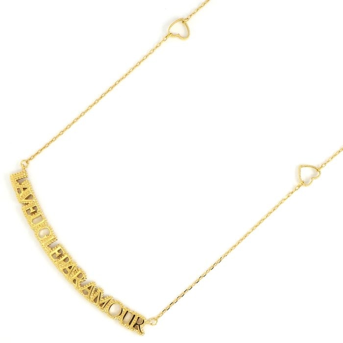 【グッチ GUCCI】ネックレス GG ラヴーグル パル アムール Love is blind ラブ・イズ・ブラインド 恋は盲目 文字 グラフィティ K18YG