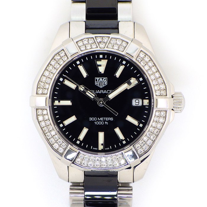 【タグ・ホイヤー TAG Heuer】腕時計 アクアレーサー WAY131E.BA0913 ダイヤベゼル ブラック文字盤 黒 カレンダー SS ブラック セラミック クオーツアナログ 【箱・保付き】 