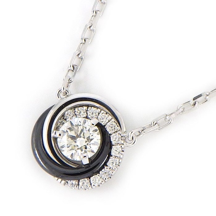【カルティエ Cartier】ネックレス トリニティ ダイヤモンド K18WG ブラック セラミック 黒 