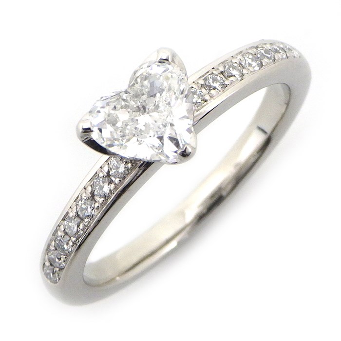★最終お値引き品★ 【フレッド FRED】リング デルフィーヌ ソリティア ハートシェイプ ダイヤモンド 0.51ct(F/VS2/GD) ダイヤモンド PT950 7号 / #49 【箱・保付き】 