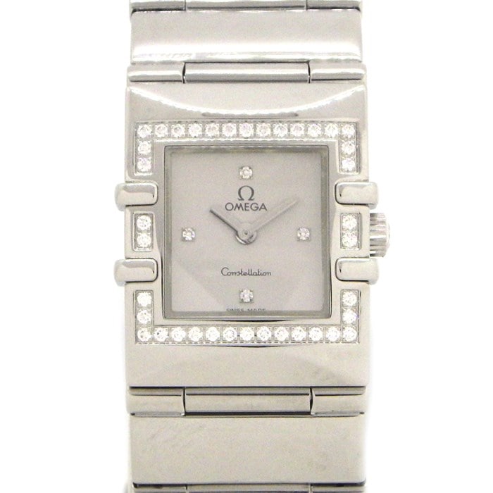 ★最終お値引き品★ 【オメガ OMEGA】腕時計 コンステレーション カレ クアドラ 1528.36.00 ダイヤベゼル / インデックス シルバー文字盤 4ポイント ダイヤモンド ステンレススチール クォーツ 