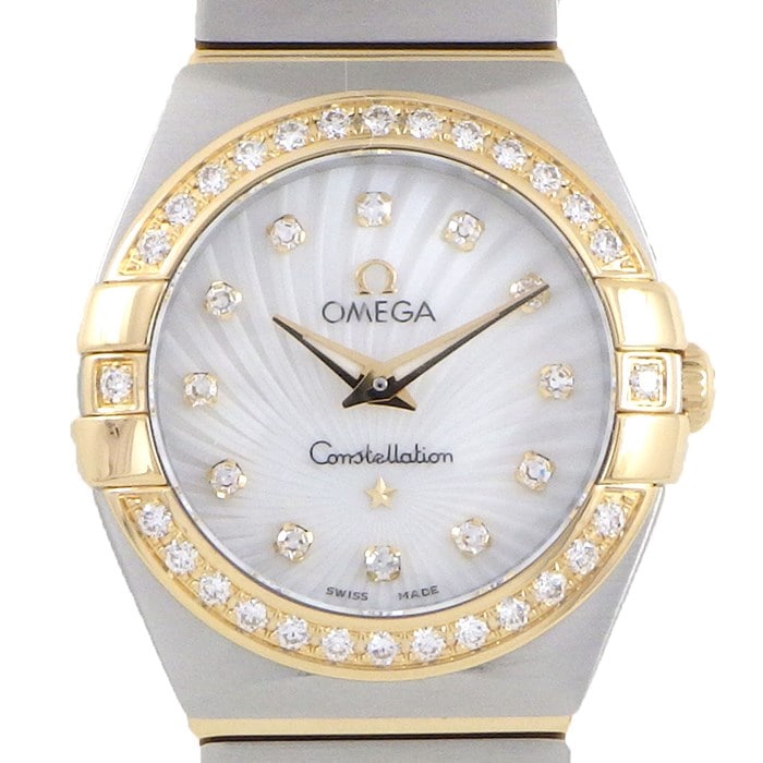 ★最終お値引き品★ 【オメガ OMEGA】腕時計 コンステレーション 123.25.24.60.55.004 12ポイント ダイヤインデックス / ベゼル ホワイトシェル 白 文字盤 ダイヤモンド ホワイトシェル K18YG SS クオーツアナログ 【箱・保付き】 