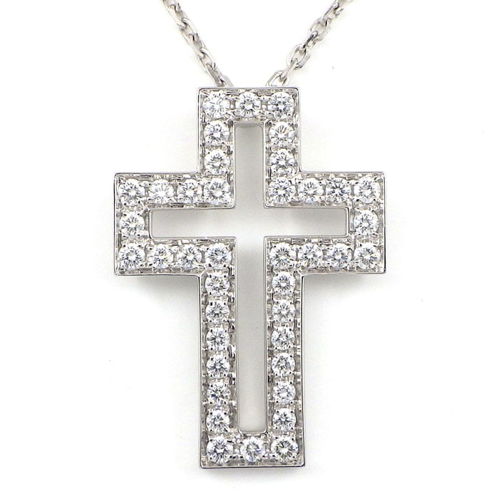 ★最終お値引き品★ 【ブシュロン BOUCHERON】ネックレス クロスモチーフ ダイヤモンド K18WG 