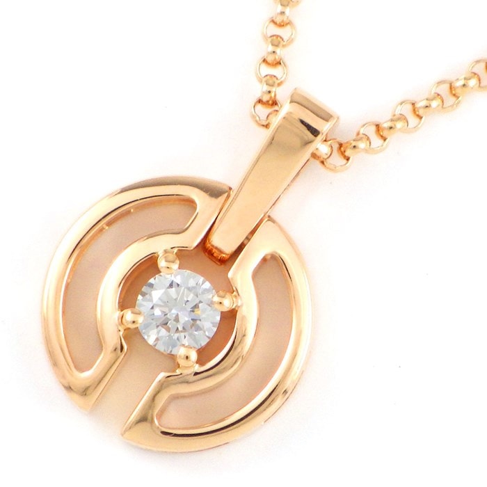 ブルガリ BVLGARI ネックレス パレンテシ ラウンド サークル 1ポイント ダイヤモンド K18PG 【中古】