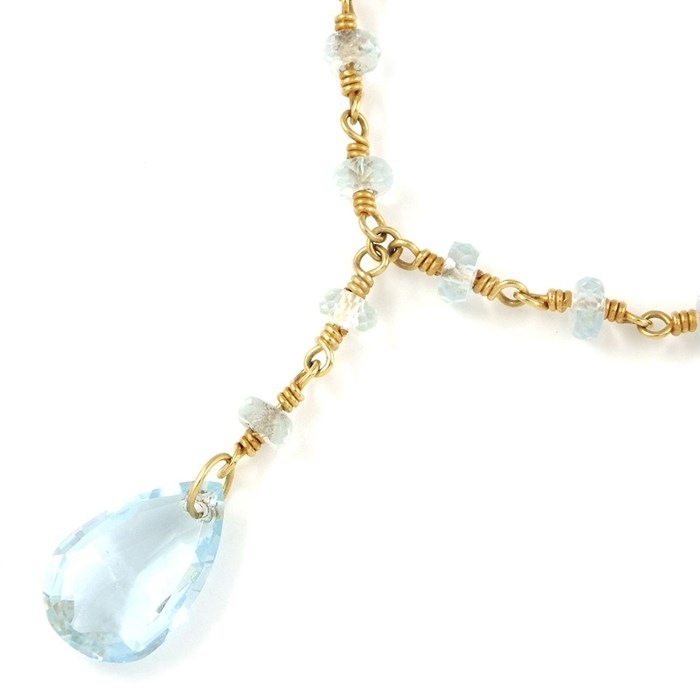 【ティファニー Tiffany & Co.】ネックレス 涙 水滴 雫 しずくモチーフ ペアシェイプ ドロップ アクアマリン K18YG 