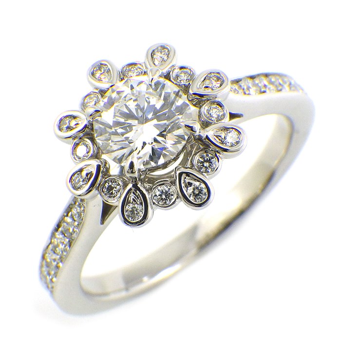 ハリーウィンストン HARRY WINSTON リング ブロッサムエンゲージメント 花 ハーフ エタニティ ダイヤモンド 0.51ct(E/VVS2/3EX) パヴェ ダイヤモンド PT950 9号 【中古】