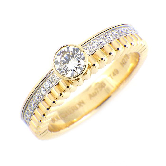 【ブシュロン BOUCHERON】リング キャトル ソリテール ハーフ サークル ダイヤモンド センター ダイヤモンド 約0.20ct K18YG 9号 / #49 