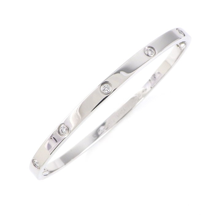 【カルティエ Cartier】バングル ブレスレット ラブ SM フル 10ポイント ダイヤモンド 0.21ct K18WG / #16 【箱・保付き】 