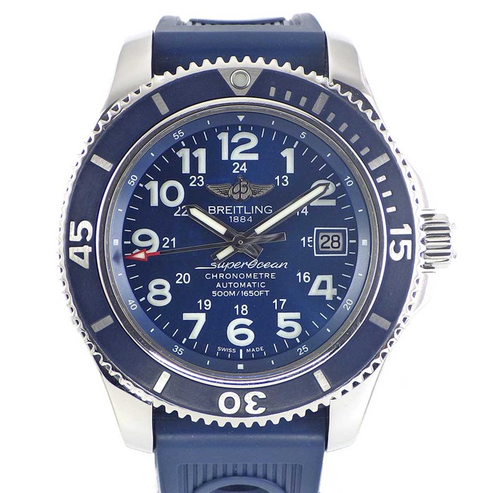 【ブライトリング Breitling】腕時計 スーパーオーシャン2 42 A17365D1 カレンダー タキメーター ブルー 文字盤 SS ブルー ラバー 自動巻き 【箱・保付き】 