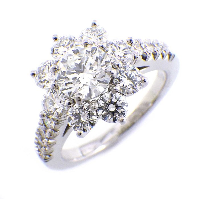 【ハリーウィンストン HARRY WINSTON】リング サンフラワー スモール FRDPNASMSF ハーフエタニティ センター ダイヤモンド 0.70ct(F/VVS1/3EX) サイドダイヤモンド 計約 1.72ct PT950 7.5号 【箱・保付き】 