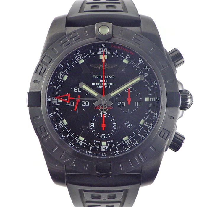【ブライトリング Breitling】腕時計 クロノマットGMT M041B78VRB MB0413 世界1000本限定モデル カレンダー クロノグラフ スモールセコンド ブラック 黒 文字盤 ラバー 自動巻き 【箱・保付き】 