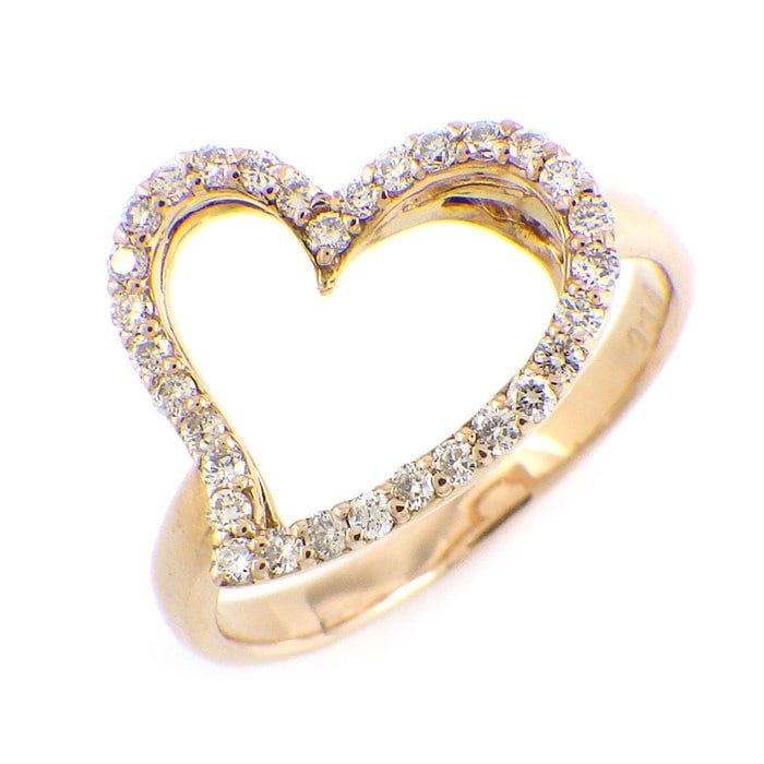 【ダイヤモンド】 リング ハートモチーフ ダイヤモンド 0.30ct K18PG 15号 