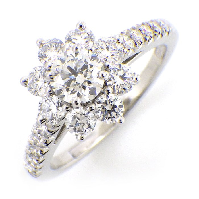 【ハリーウィンストン HARRY WINSTON】リング サンフラワー ミニ FRDPNA003SF センター ダイヤモンド 0.30ct 19ポイント ダイヤモンド 0.95ct PT950 9号 【箱・保付き】 