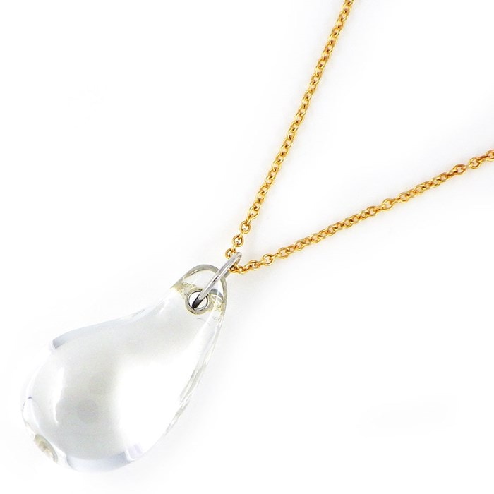 【ティファニー Tiffany & Co.】ネックレス ティアドロップ ロッククリスタル K18YG 