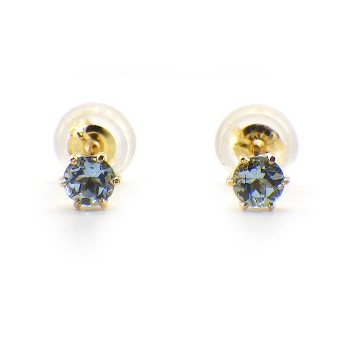 【アクアマリン】 ピアス ソリティア ソリテール 3月 誕生石 アクアマリン K18YG